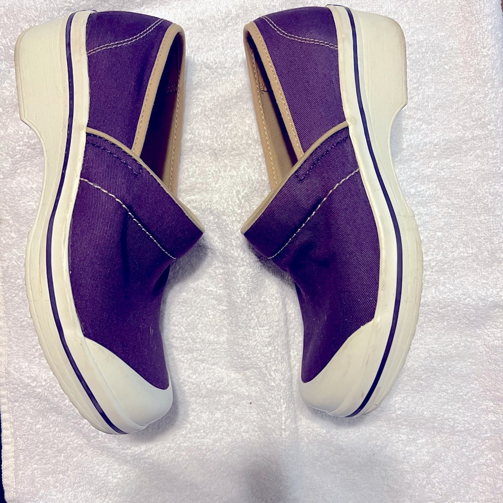 Dansko purple canvas clog